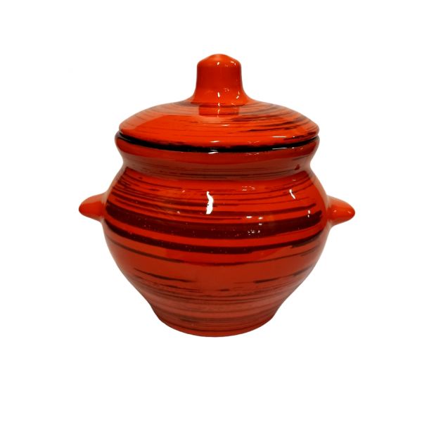 Pot for roast 0,5l with handles orange stripe 101590